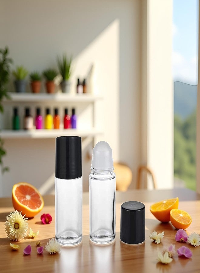 Sluswallow 2 Pcs Black Clear Empty Glass Essential Oil Roller Bottles Vials Containers Refillable Roll-on Bottles, 30ML Refillable Cosmetic Containers Refillable Containers Tools and Accessories - Image 5